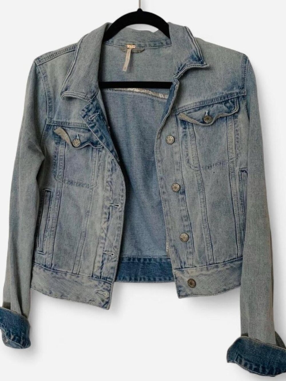 Free People Medium Wash Classic Denim Jacket